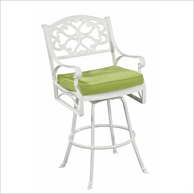 Home Styles Biscayne Bistro Stool with Cushion in White Finish