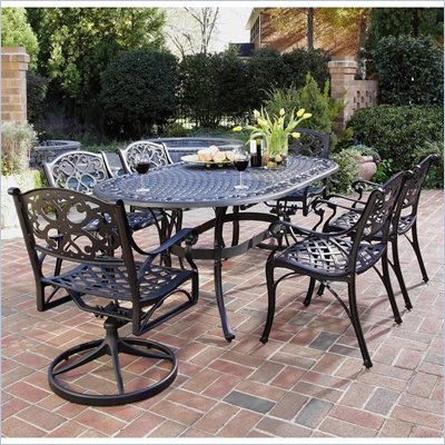 Home Styles Biscayne 7 Piece Dining Set in Black Finish