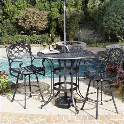 Home Styles Biscayne 3 Piece Bistro Set in Black Finish