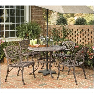 Home Styles Biscayne 5PC 42" Round Outdoor Dining Set in Rust Brown