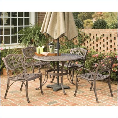 Home Styles Biscayne PC 48" Round Outdoor Dining Set in Rust Brown