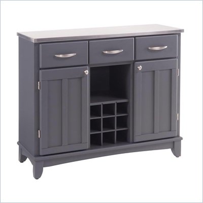 Home Styles Buffet of Buffets Stainless Steel Top Large Buffet Server in Gray Finish