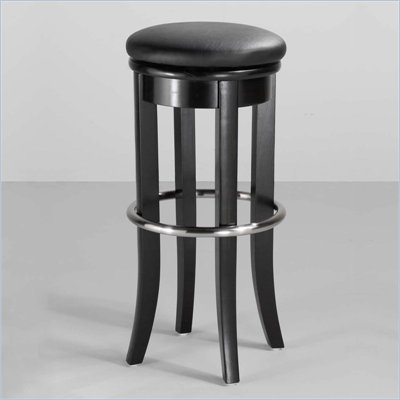 Home Styles 30" Upholstered Swivel Top Bar Stool in Black and Chrome