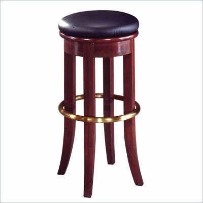 Home Styles Furniture 30 Inch Bar Stool with Vinyl Swivel Top in Cherry/Antique Brass