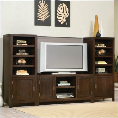 Home Styles Furniture City Chic Espresso Wood TV Stand with Side Cabinets