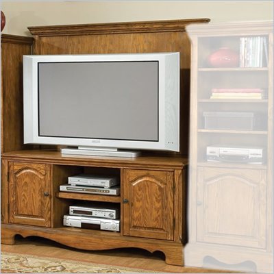 Home Styles Furniture Country Casual Wood TV Stand with Back Panel in Distressed Oak Finish