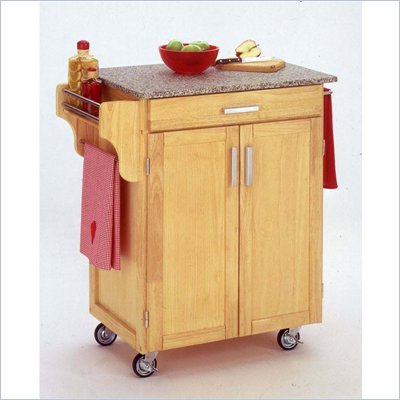 Home Styles Furniture Natural Wood Cart with Salt and Pepper Granite Top