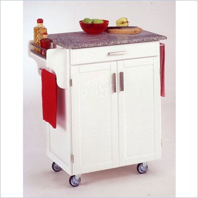 Home Styles Furniture White Wood Cart with Salt and Pepper Granite Top
