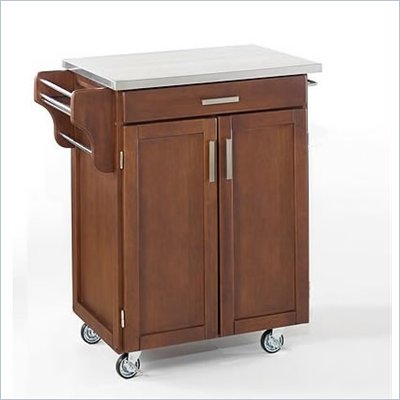 Home Styles Furniture Kitchen Cart in Cherry with Stainless Steel Top