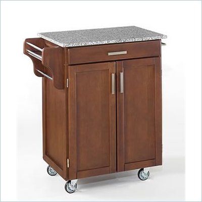 Home Styles Furniture Kitchen Cart in Cherry with Salt & Pepper Granite Top