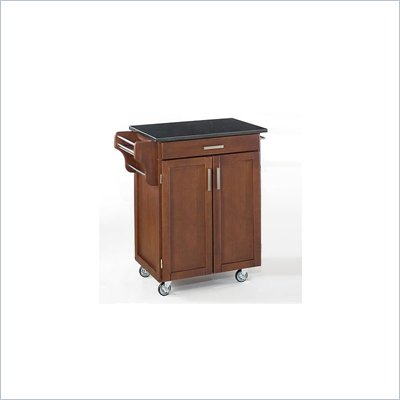 Home Styles Furniture Kitchen Cart in Cherry with Vinyl Laminate Top