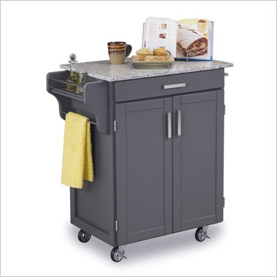 Home Styles Salt and Pepper Granite Top Kitchen Cart in Gray Finish
