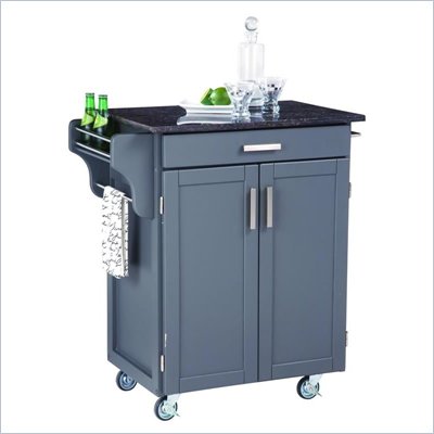 Home Styles Gray and Salmon Granite Top Kitchen Cart in Gray Finish