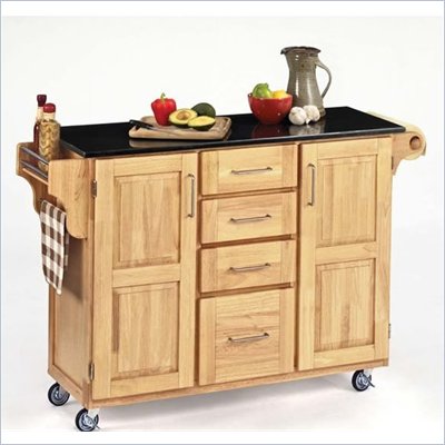 Home Styles Furniture Natural Kitchen Cart with Granite Top