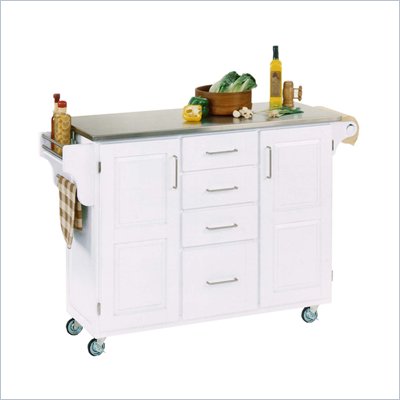 Home Styles Furniture Stainless Steel Kitchen Cart in White
