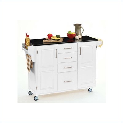 Home Styles Furniture Granite Top Kitchen Cart in White