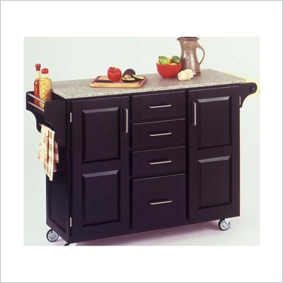 Home Styles Furniture Salt and Pepper Granite Kitchen Cart in Black