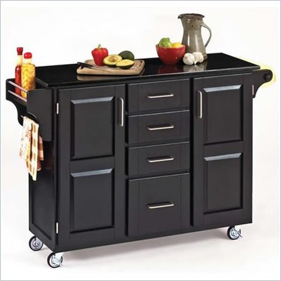 Home Styles Furniture Granite Top Kitchen Cart in Black
