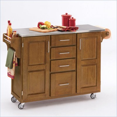 Home Styles Furniture Stainless Steel Cottage Oak Kitchen Cart