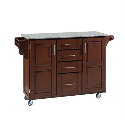 Home Styles Furniture Salt and Pepper Granite Kitchen Cart in Cherry