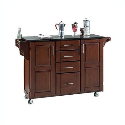 Home Styles Furniture Granite Kitchen Cart in Cherry