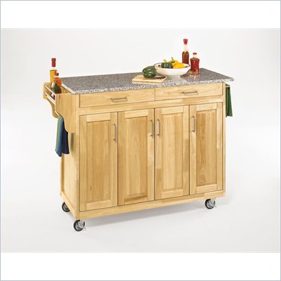 Home Styles Create-a-Cart 49 Inch Salt & Pepper Granite Top Kitchen Cart in Natural