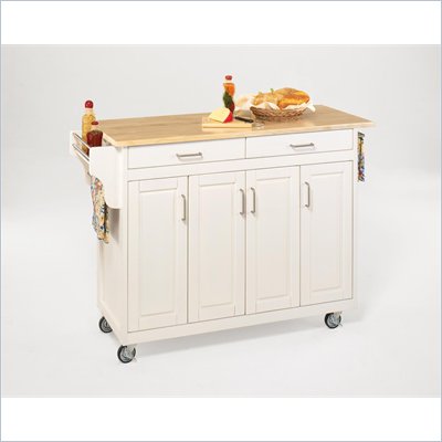 Home Styles Create-a-Cart 49 Inch Wood Top Kitchen Cart in White