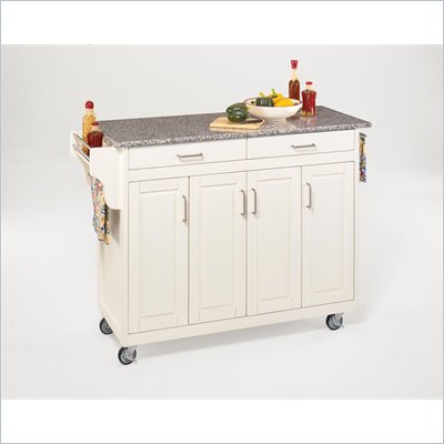 Home Styles Create-a-Cart 49 Inch Salt & Pepper Granite Top Kitchen Cart in White
