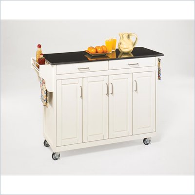 Home Styles Create-a-Cart 49 Inch Black Granite Top Kitchen Cart in White