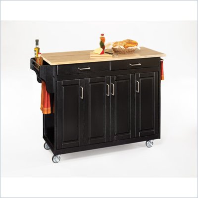 Home Styles Create-a-Cart 49 Inch Wood Top Kitchen Cart in Black