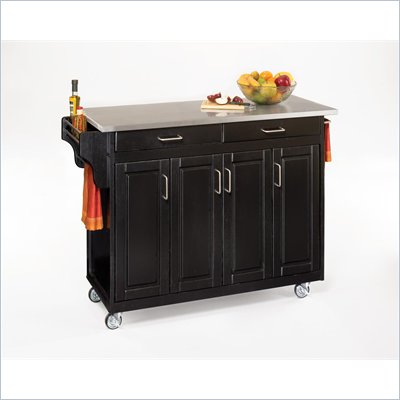 Home Styles Create-a-Cart 49 Inch Stainless Top Kitchen Cart in Black