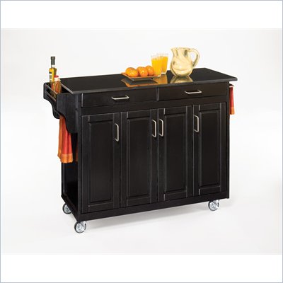 Home Styles Create-a-Cart 49 Inch Black Granite Top Kitchen Cart in Black