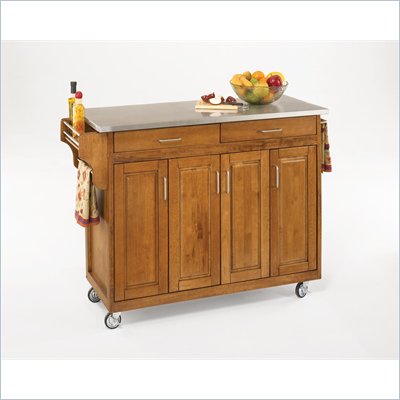 Home Styles Create-a-Cart 49 Inch Stainless Top Kitchen Cart in Cottage Oak