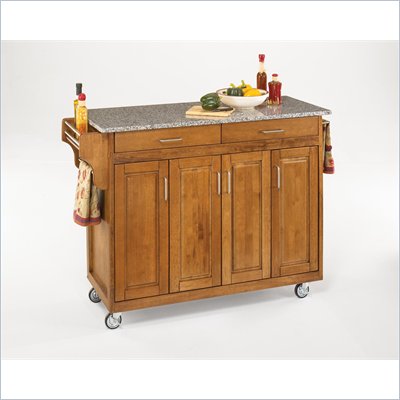 Home Styles Create-a-Cart 49 Inch Salt & Pepper Granite Top Kitchen Cart in Cottage Oak