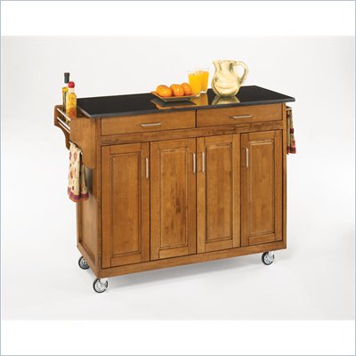 Home Styles Create-a-Cart 49 Inch Black Granite Top Kitchen Cart in Cottage Oak