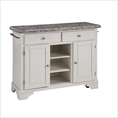 Home Styles Premier Create-a-Cart 45 Inch Grey Granite Top Kitchen Cart in White