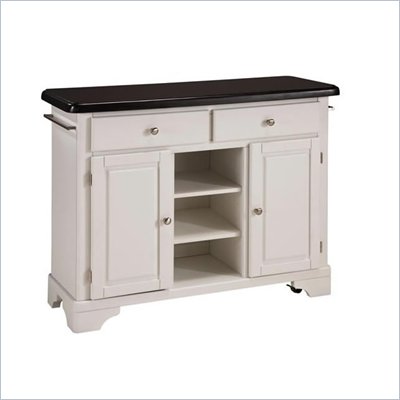 Home Styles Premier Create-a-Cart 45 Inch Black Granite Top Kitchen Cart in White