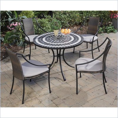 Home Styles Delmar Table & 4 Laguna Slope Arm Chairs in Black & Grey