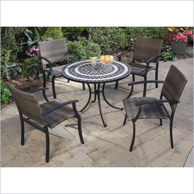 Home Styles Delmar Table & 4 Newport Arm Chairs in Black & Grey