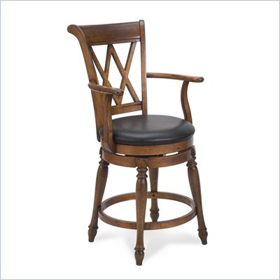 Home Styles Deluxe Bar Stool in Distressed Cottage Oak Finish
