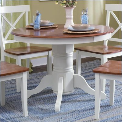Home Styles Pedestal Casual Dining Table in Off White and Cottage Oak Finish