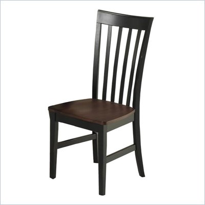 Home Styles Furniture Dining Chair in Black with Cherry Seat (Set of 2)