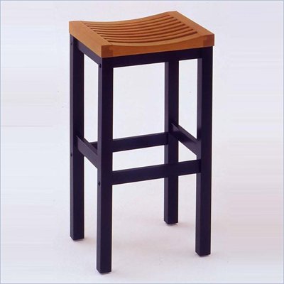 Home Styles Furniture Solid Hardwood 24" Bar Stool in Black and Cottage Oak
