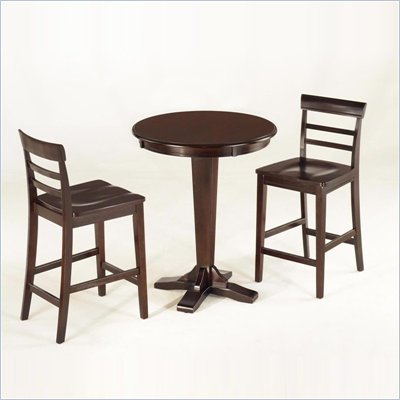 Home Styles Furniture 3 Piece Solid Wood Round Coffee Finish Table and Bar Stools Set