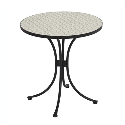 Home Styles Fishtail Tile Bistro Table & 2 Cambria Chairs in Off White