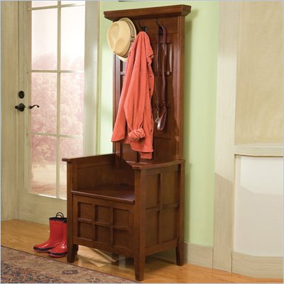 Home Styles Mini Hall Tree and Storage Bench in Cherry