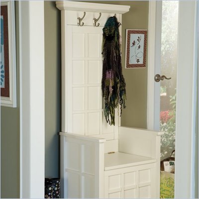 Home Styles Mini Hall Tree and Solid Wood Storage Bench in White
