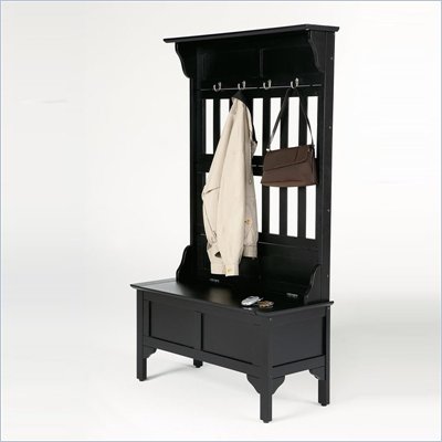 Home Styles Hall Tree and Storage Bench in Black