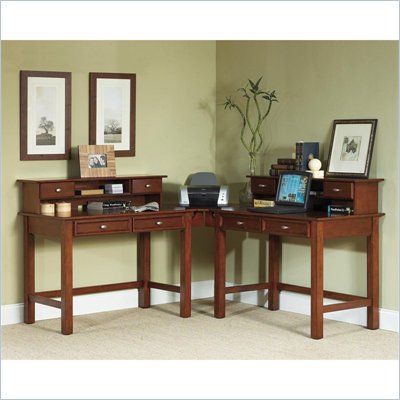 Home Styles Furniture Hanover Solid Wood L-shape Writing Desk in Cherry