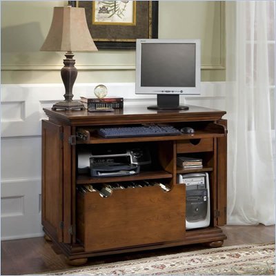 Home Styles Homestead Compact Office Cabinet in Distressed Warm Oak Finish